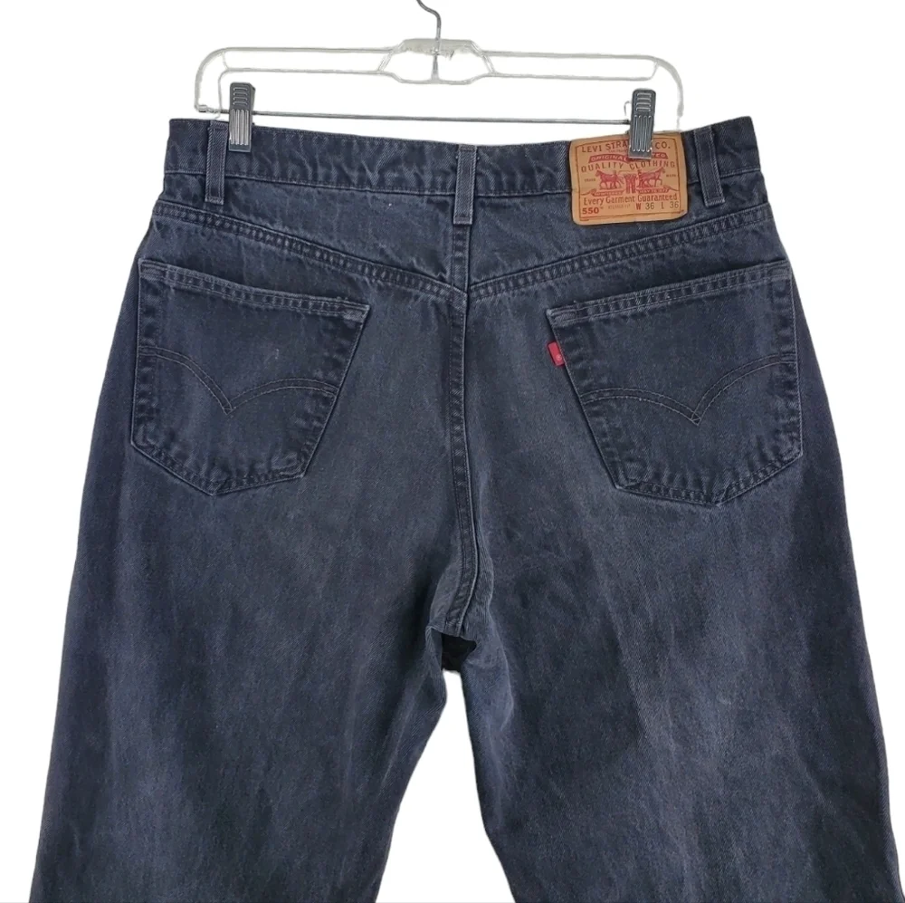Vtg Levis 550 Faded Black Jeans Relaxed Taper Mens 33x34 (tag 36x36) 1998 PR USA